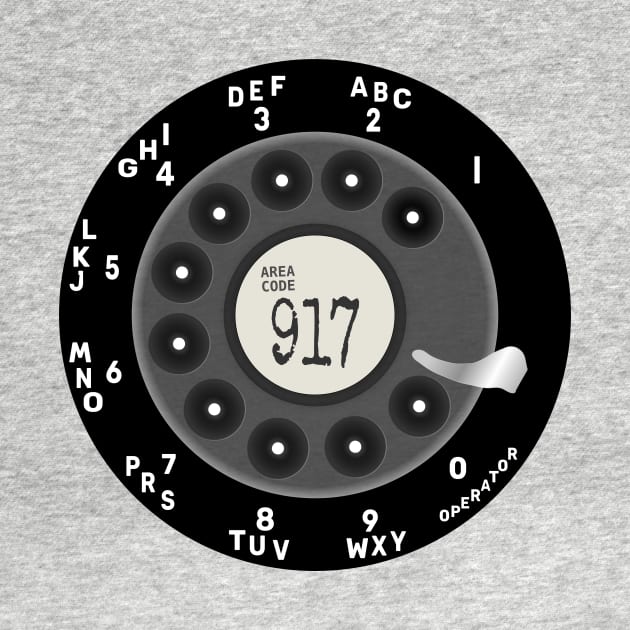 Hello New York Rotary Dial Phone 917 Area Code T-Shirt by Lyrical Parser
